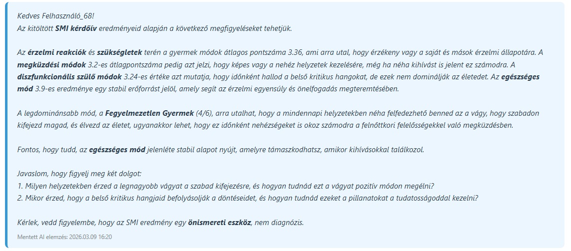 AI szöveges kiértékelés - Séma módok